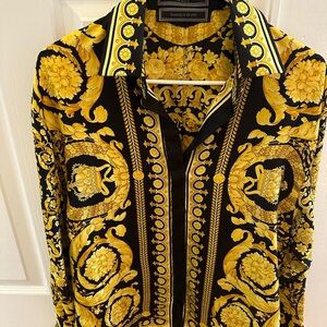 Versace Black and Gold Baroque Shirt
